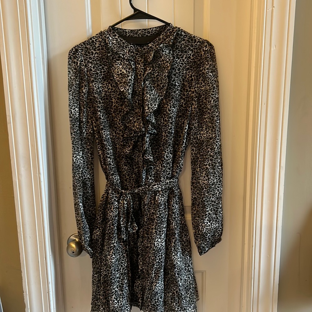 Saloni animal print silk dress